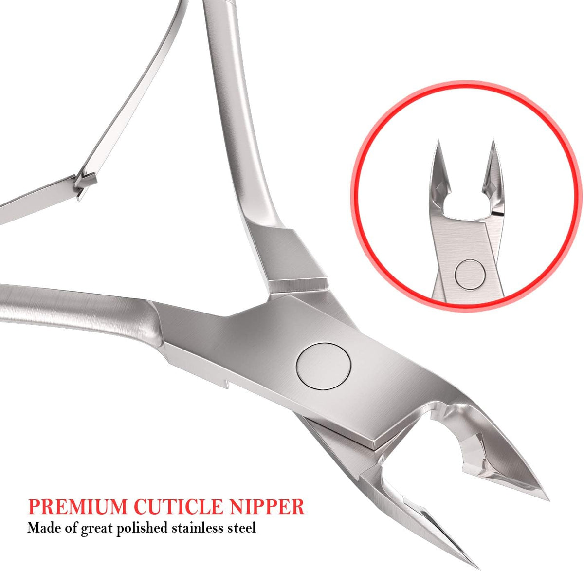 Jestilo Professional Cuticle Nippers Scissors Cutters - Stainless Steel Nail Care Tool for Manicure & Pedicure (Silver)