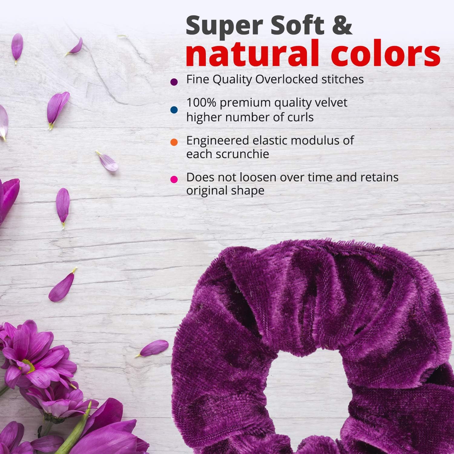 Velvet Hair Scrunchies for Women - 12 Pcs Multi Color